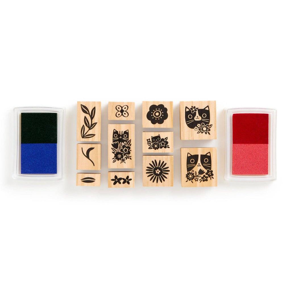Blooming Cats Rubber Stamp Set
