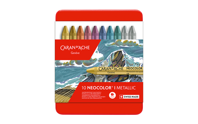 Set of 10 NEOCOLOR I Metallic Pastels in Metal Box