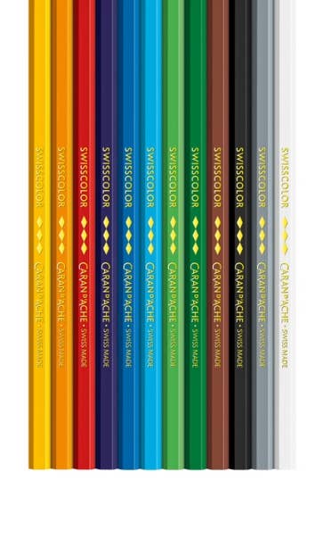 Set of 12 Permanent Colored Pencils SWISSCOLOR in Box
