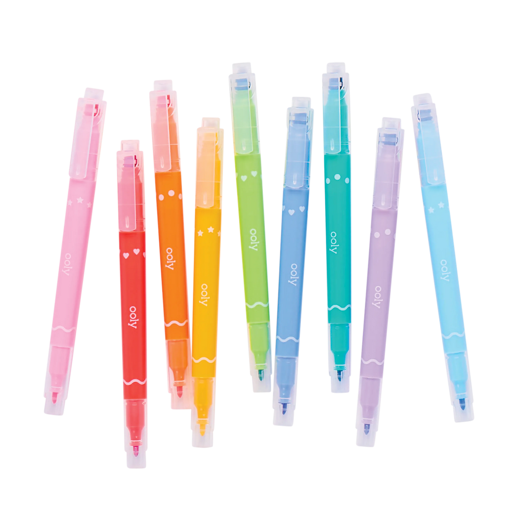 Confetti Stamp Double-Ended Markers - Set of 9