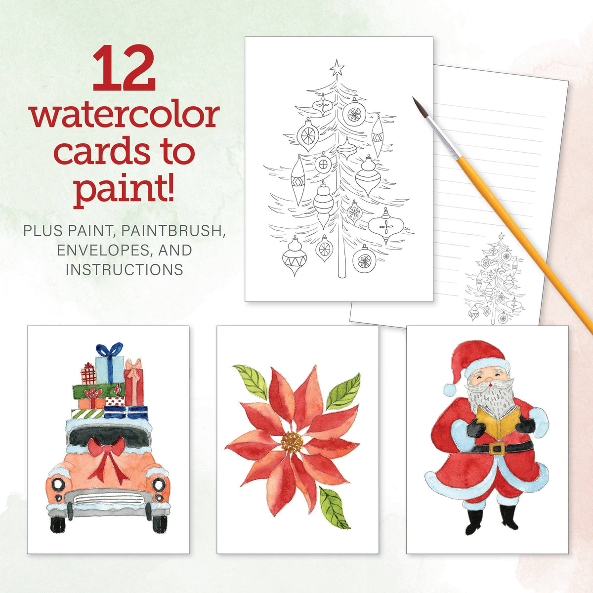 Watercolor the Easy Way Paint-Your-Own Watercolor Cards Christmas