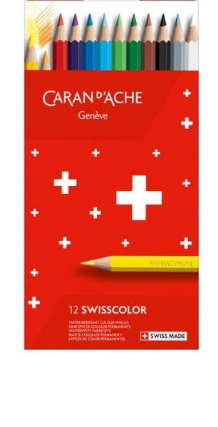 Set of 12 Permanent Colored Pencils SWISSCOLOR in Box